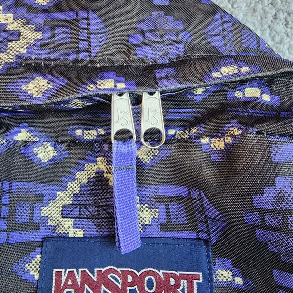 JanSport Big Student Backpack Navy Purple Black Aztec Pattern School Play Bag - Picture 4 of 8